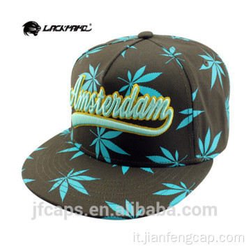 Cappellino snapback piatto Hip Hop ricamato con stampa